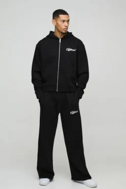 Oversized Boxy Official Embroidery Zip Through Tracksuit
