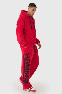 Oversized Boxy Official Embroidered Teddy Borg Hooded Tracksuit