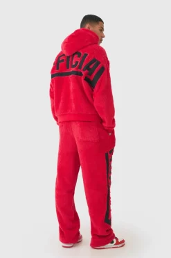 Oversized Boxy Official Embroidered Teddy Borg Hooded Tracksuit