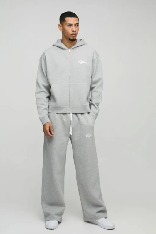 Oversized Boxy Official Embroidery Zip Through Tracksuit