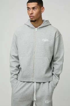 Oversized Boxy Official Embroidery Zip Through Tracksuit
