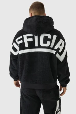 Oversized Boxy Official Embroidered Teddy Borg Hoodie