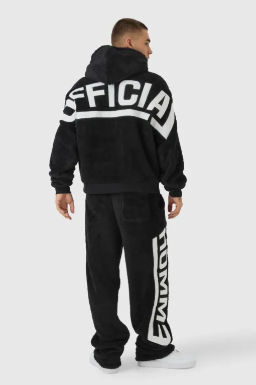 Oversized Boxy Official Embroidered Teddy Borg Hoodie