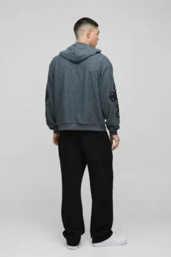 Oversized Boxy Official Goth Cross Boucle Borg Hoodie