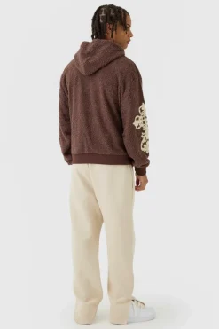 Oversized Boxy Official Goth Cross Boucle Borg Hoodie