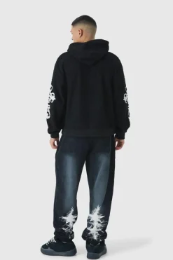 Oversized Boxy Official Goth Cross Boucle Borg Hoodie