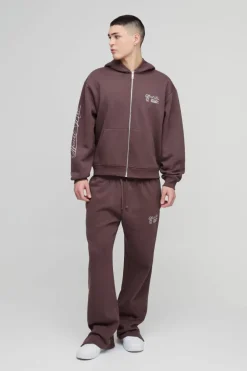 Oversized Boxy Official Man Zip Hooded Tracksuit