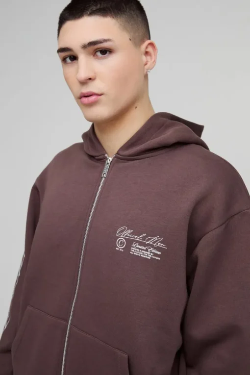 Oversized Boxy Official Man Zip Hooded Tracksuit