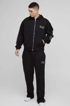 Oversized Boxy Official Man Zip Hooded Tracksuit