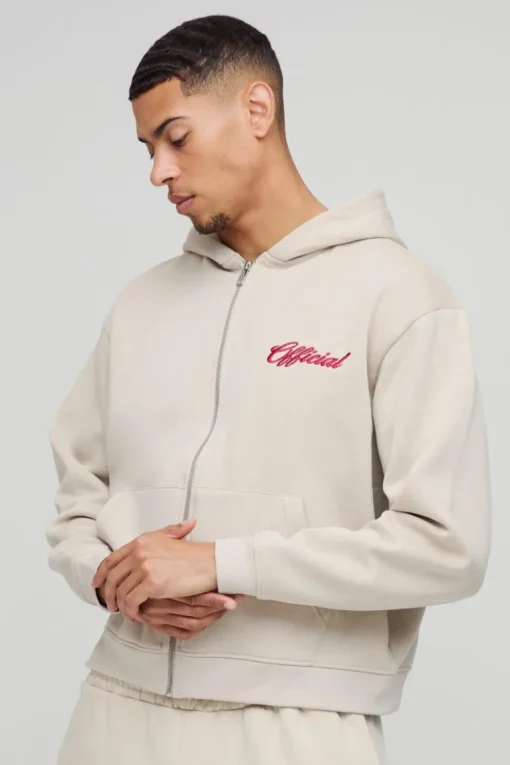 Oversized Boxy Official Zip Through Hoodie