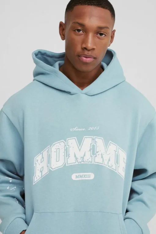 Oversized Boxy Paint Splatter Homme Hoodie