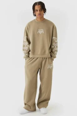 Oversized Boxy Paisley Print Sweatshirt Tracksuit