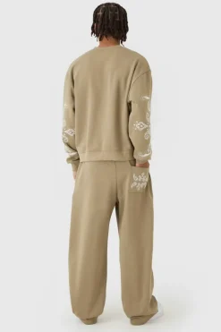 Oversized Boxy Paisley Print Sweatshirt Tracksuit