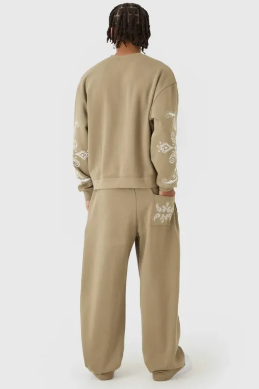 Oversized Boxy Paisley Print Sweatshirt Tracksuit