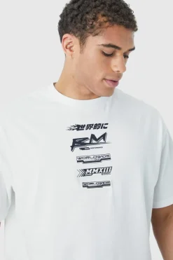 Oversized Boxy Print T-shirt With Rubber Badge