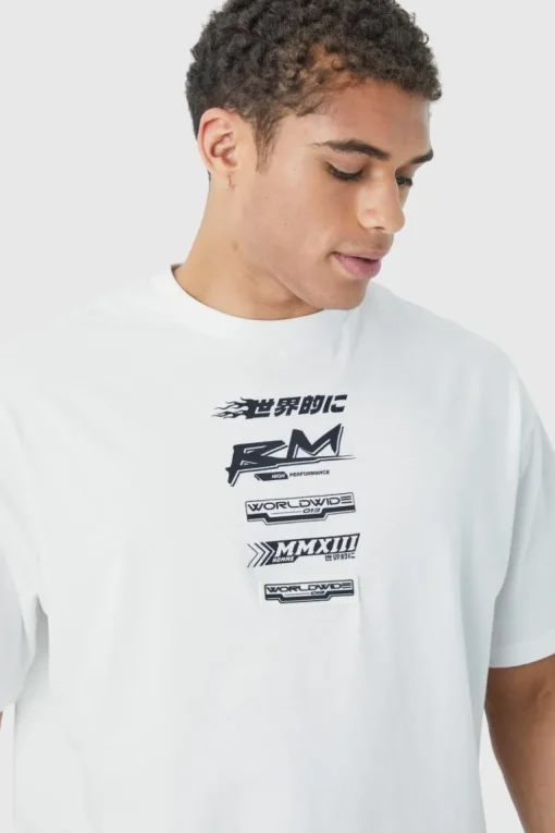 Oversized Boxy Print T-shirt With Rubber Badge