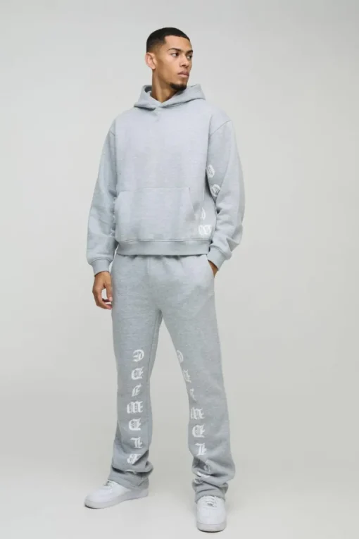 Oversized Boxy Printed Flared Tracksuit