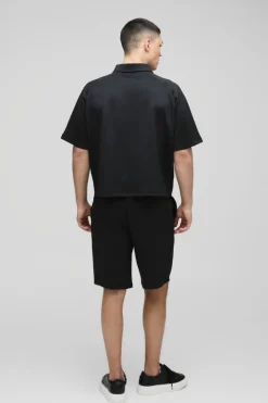 Oversized Boxy Raglan Scuba Polo & Short Set