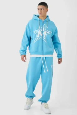 Oversized Boxy Rope Drawcords Varsity Zip Through Tracksuit