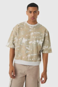 Oversized Boxy Short Sleeve Forest Graphic Sweatshirt