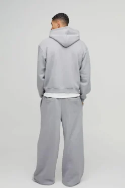 Oversized Boxy Skeleton Puff Print Contrast Stitch Zip Through Hooded Tracksuit
