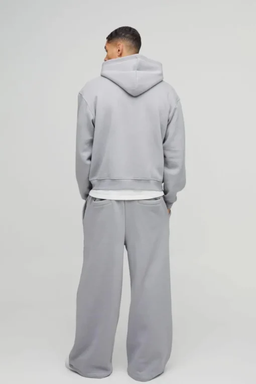 Oversized Boxy Skeleton Puff Print Contrast Stitch Zip Through Hooded Tracksuit