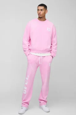 Oversized Boxy Spray Wash Ofcl Printed Sweat Tracksuit