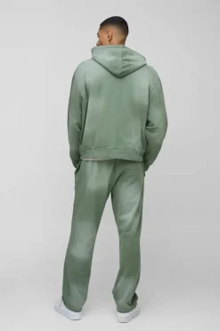 Oversized Boxy Spray Wash Zip Through Tracksuit