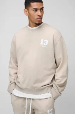Oversized Boxy Spray Wash Ofcl Printed Sweatshirt