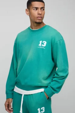 Oversized Boxy Spray Wash Ofcl Printed Sweatshirt