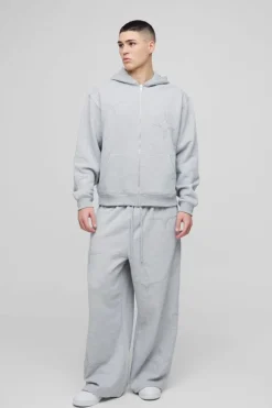 Oversized Boxy Star Applique Zip Through Hooded Tracksuit