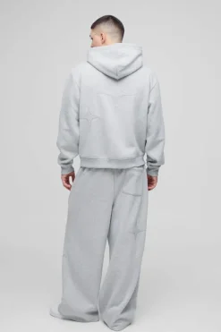 Oversized Boxy Star Applique Zip Through Hooded Tracksuit