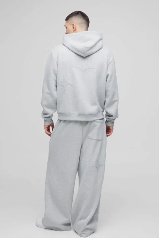 Oversized Boxy Star Applique Zip Through Hooded Tracksuit