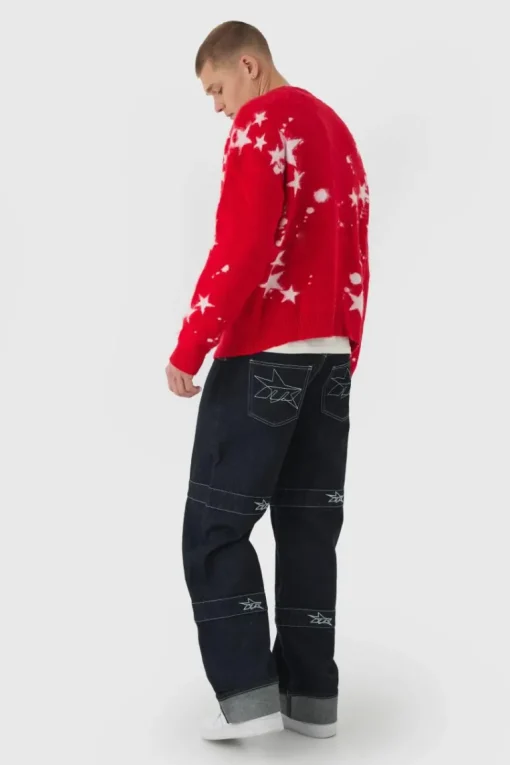 Oversized Boxy Star Brushed Knitted Cardigan