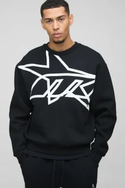 Oversized Boxy Star Printed Sweatshirt