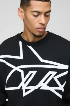 Oversized Boxy Star Printed Sweatshirt