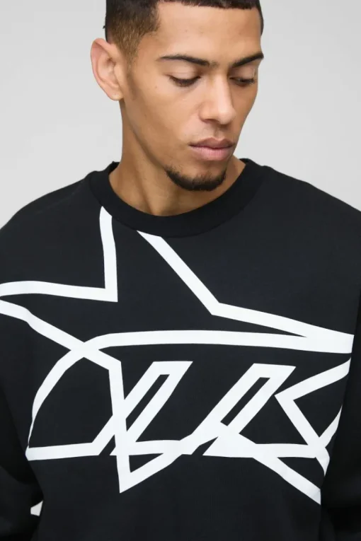 Oversized Boxy Star Printed Sweatshirt