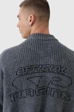 Oversized Boxy Two Toned Ribbed Knitted Bomber Jacket
