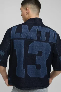 Oversized Boxy V Neck Laser Print Football Top