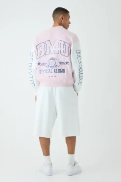 Oversized Boxy Varsity Applique Jersey Bomber Jacket