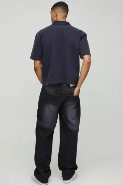 Oversized Boxy Washed Flame Applique Washed Shirt