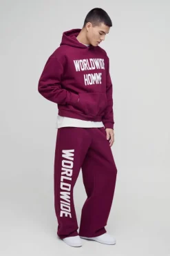 Oversized Boxy Worldwide Print Hooded Tracksuit
