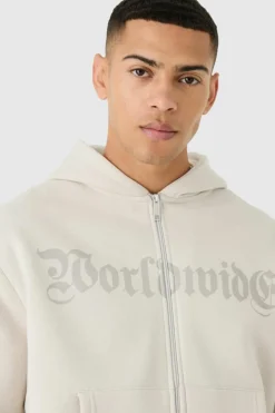 Oversized Boxy Worldwide Zip Through Hoodie