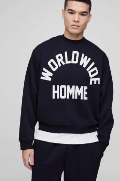 Oversized Boxy Worldwide Print Sweatshirt