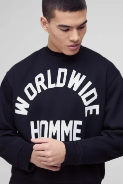 Oversized Boxy Worldwide Print Sweatshirt
