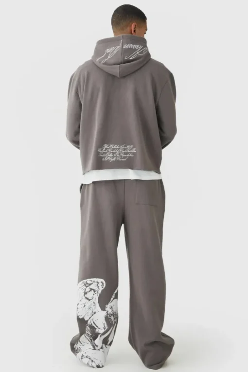 Oversized Boxy Zip Through Renaissance Graphic Hooded Tracksuit