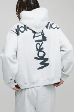 Oversized Boxy Zip Through Worldwide Graffiti Print Zip Through Tracksuit