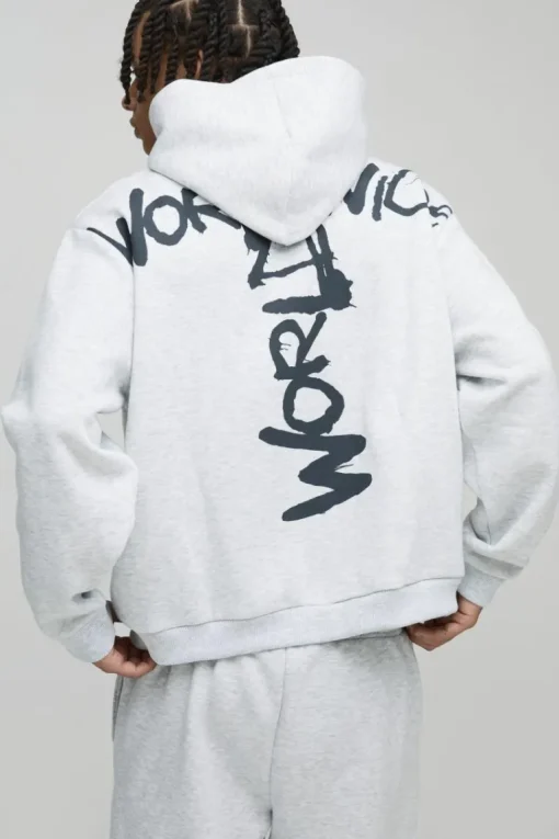 Oversized Boxy Zip Through Worldwide Graffiti Print Zip Through Tracksuit