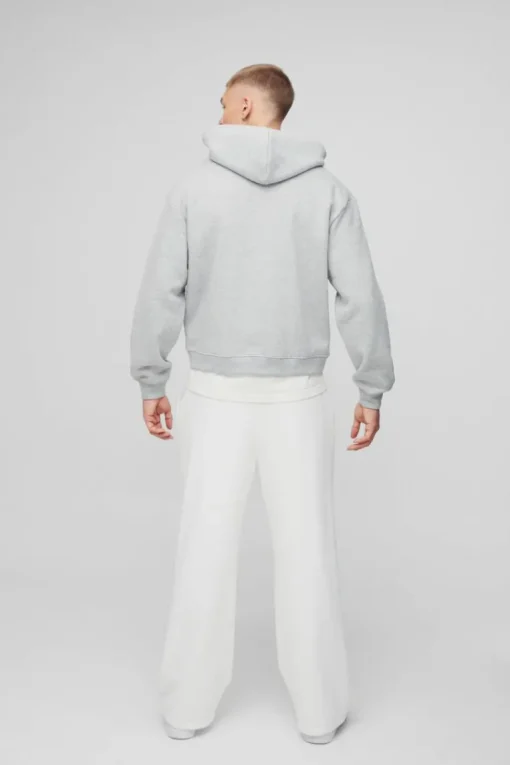 Oversized Boxy Zip Through Homme Print Cross Hoodie