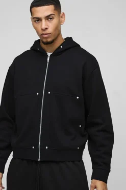Oversized Boxy Zip Through Carpenter Hoodie